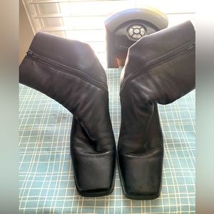 COS- women’s - size 9- black leather- 1.5” wedge heeled, square toed boots